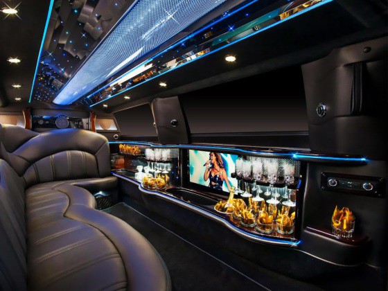 Limo interior with leather seating