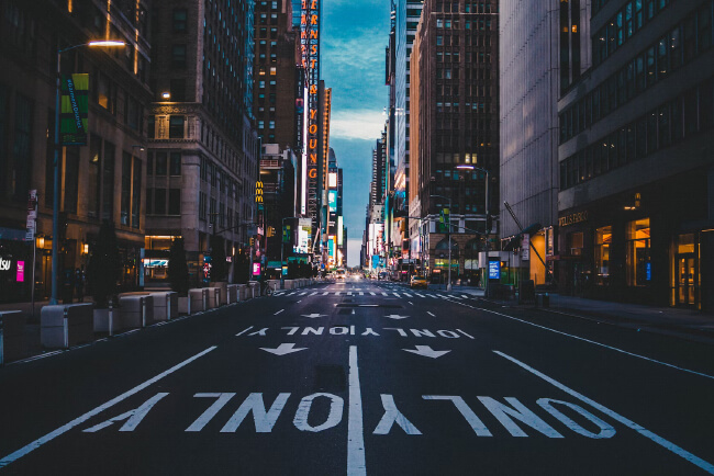 view of Time Square street in NYC 